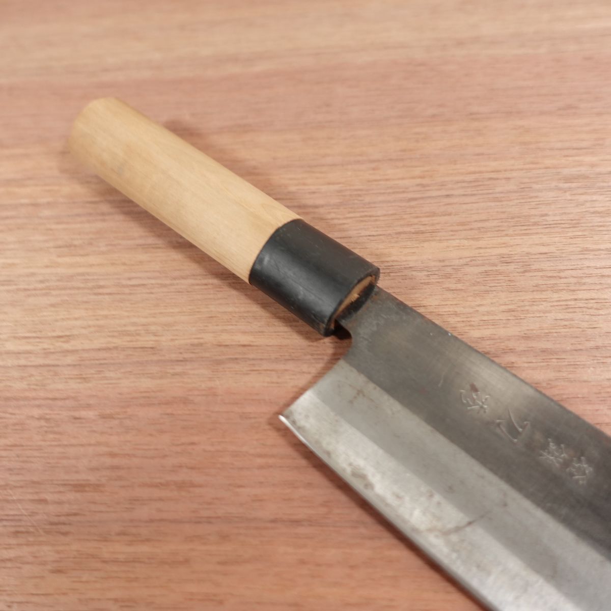 Toshu Nakiri Knife, Sharpened, Kurouchi Finish, Thin Blade, Double Bevel, 160mm