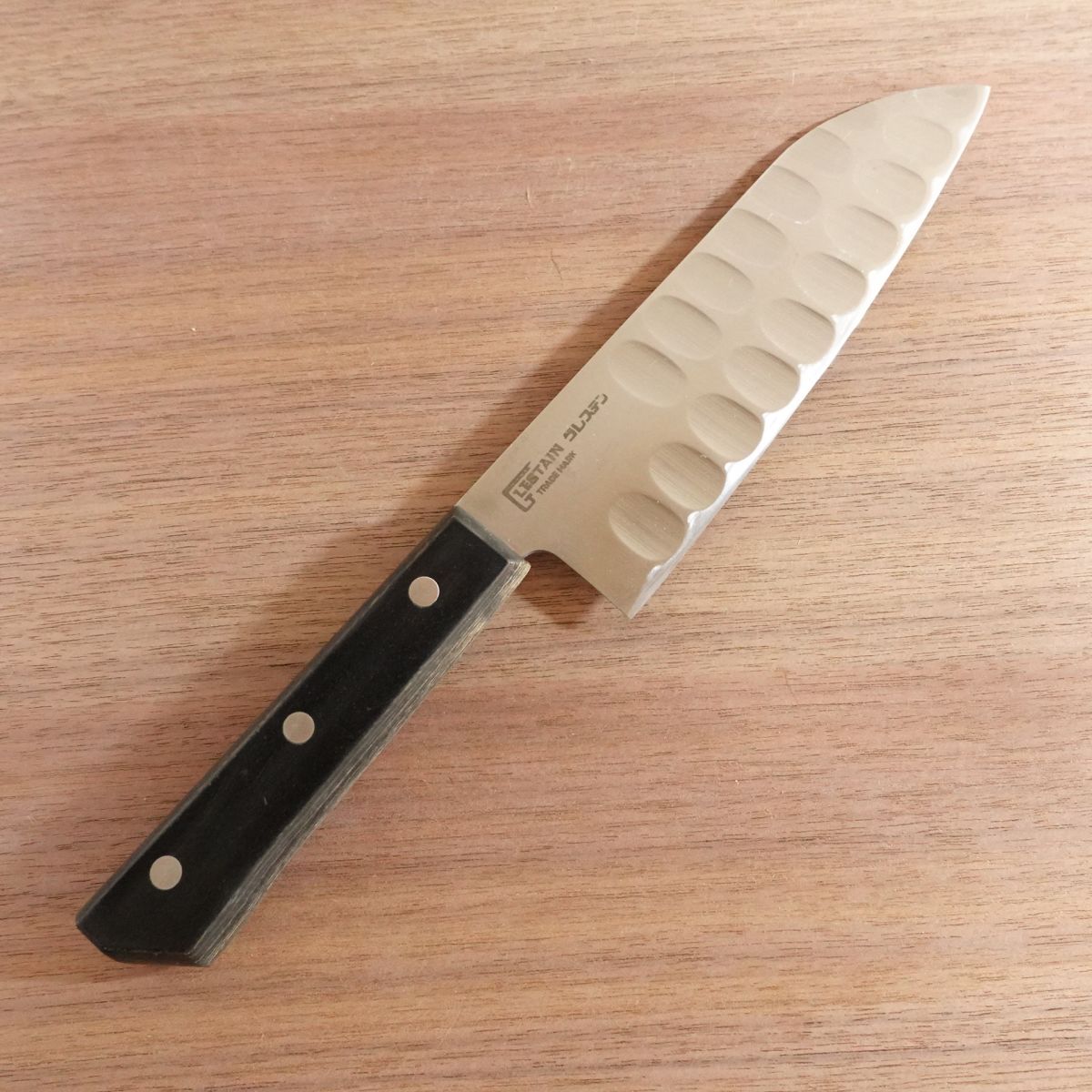 Glestain Santoku Knife, Sharpened, All-Purpose Knife, Dimpled, Slightly Single Bevel, Lightly Used, 170mm