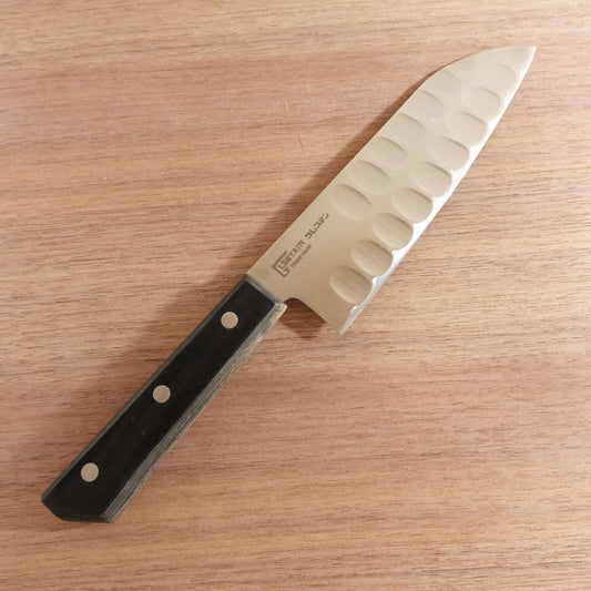 Glestain Santoku Knife, Sharpened, All-Purpose Knife, Dimpled, Slightly Single Bevel, Lightly Used, 170mm