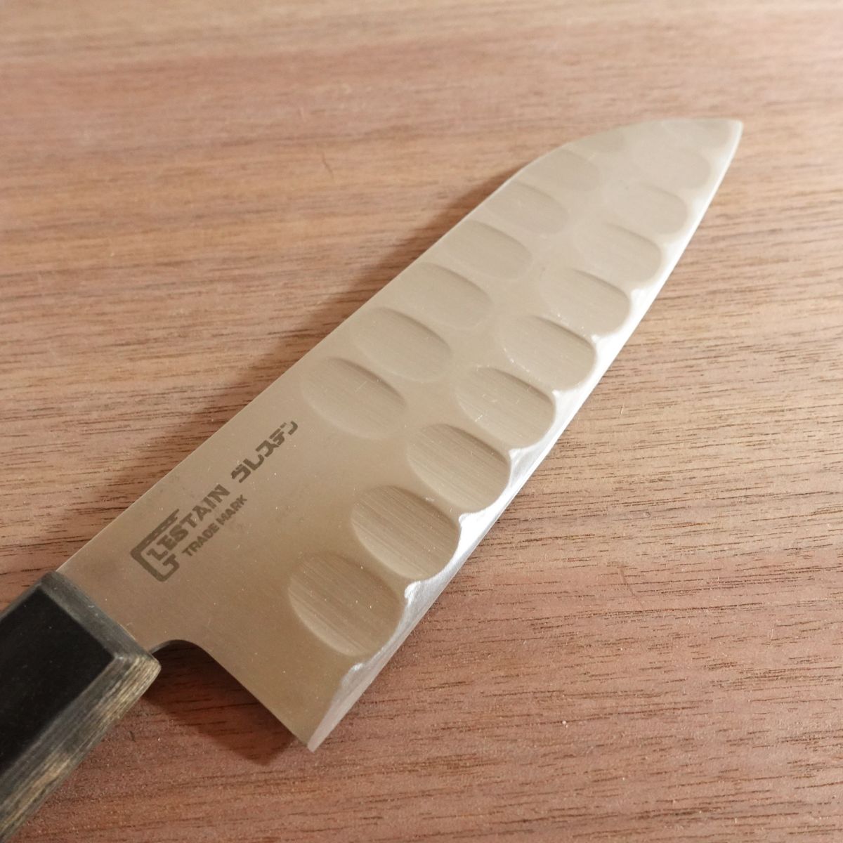 Glestain Santoku Knife, Sharpened, All-Purpose Knife, Dimpled, Slightly Single Bevel, Lightly Used, 170mm
