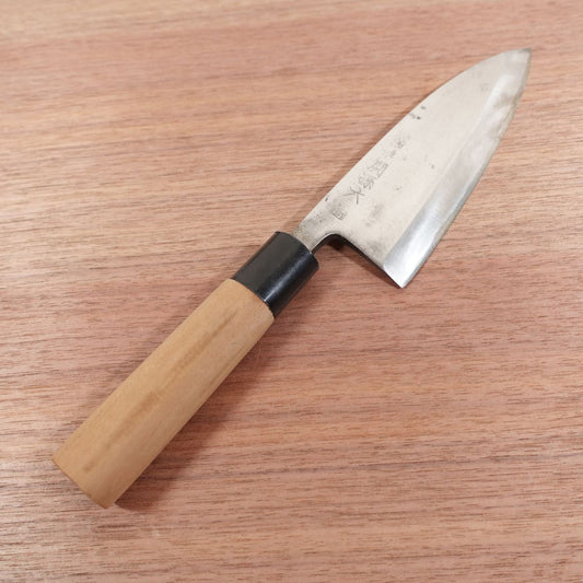 Seki Magoroku Deba Knife, Sharpened, Wazukuri Take, Carbon Steel, Single Bevel, 155mm
