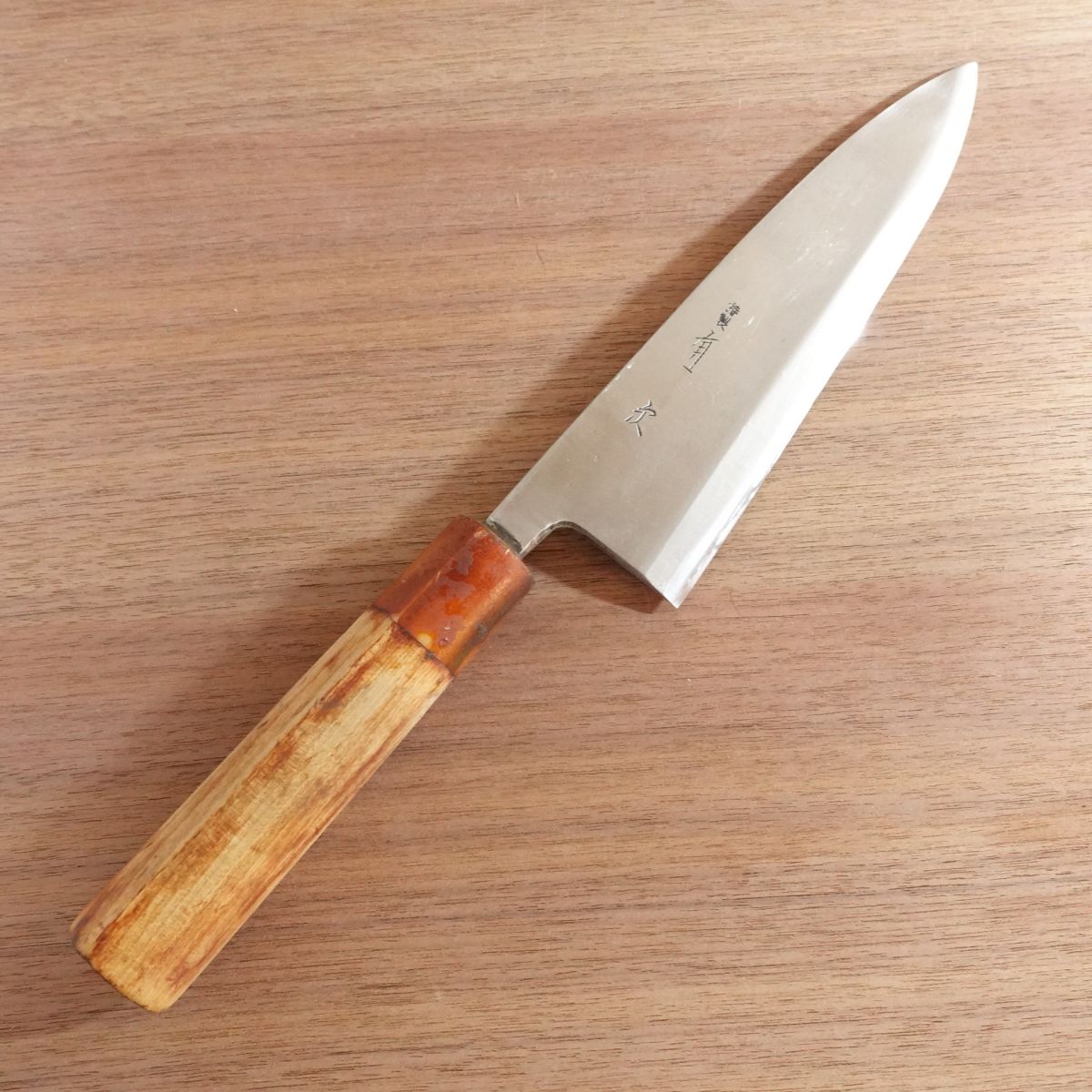 Aritsugu Large Deba Knife, Sharpened, Water Buffalo Handle, Special, Carbon Steel, Well Maintained, 205mm