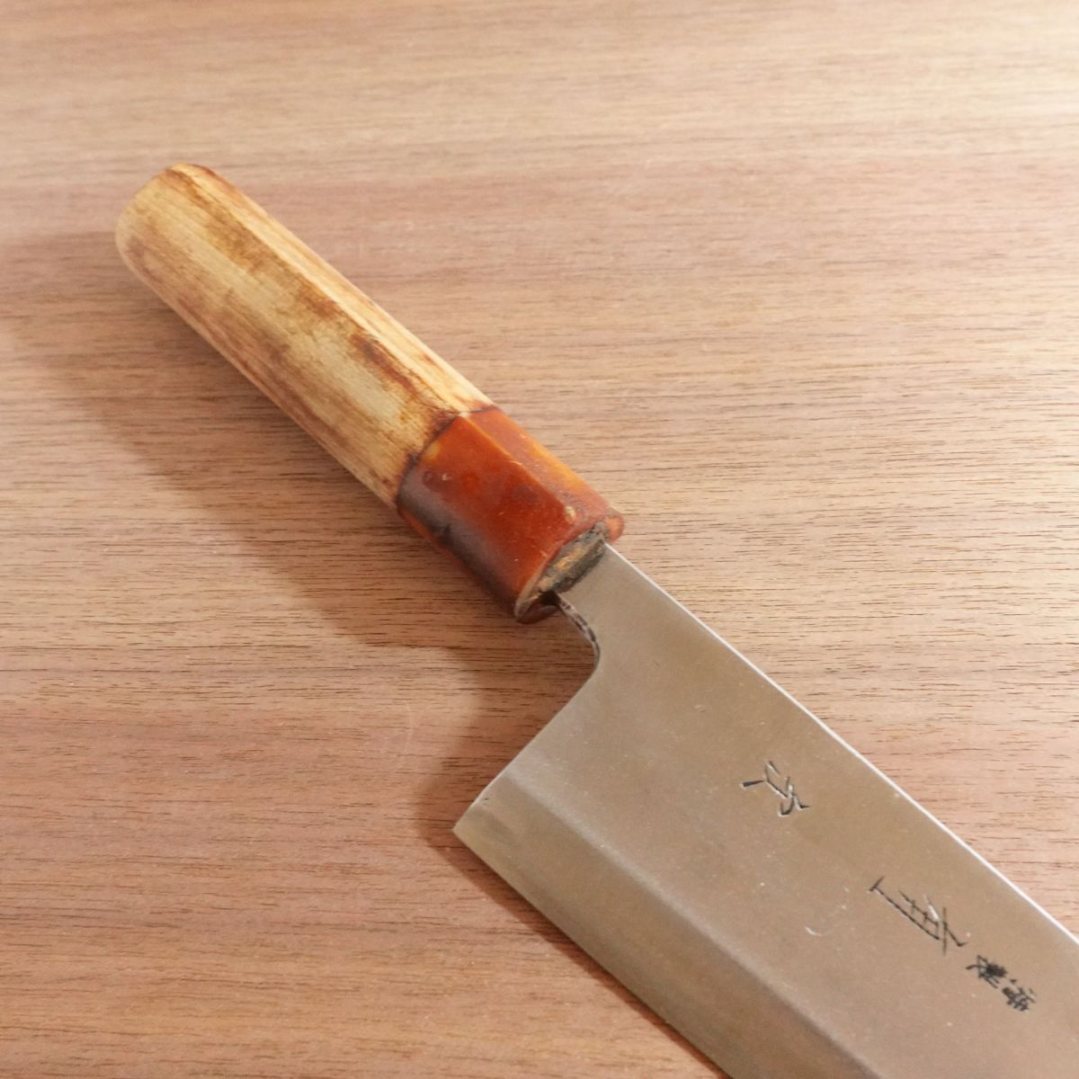 Aritsugu Large Deba Knife, Sharpened, Water Buffalo Handle, Special, Carbon Steel, Well Maintained, 205mm