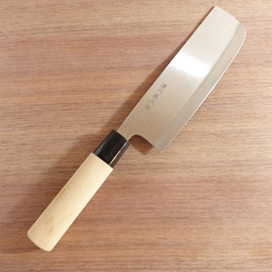 Noshu Magoroku Nakiri Knife, Sharpened, Stainless Steel, Double Bevel, Nakiri, 165mm