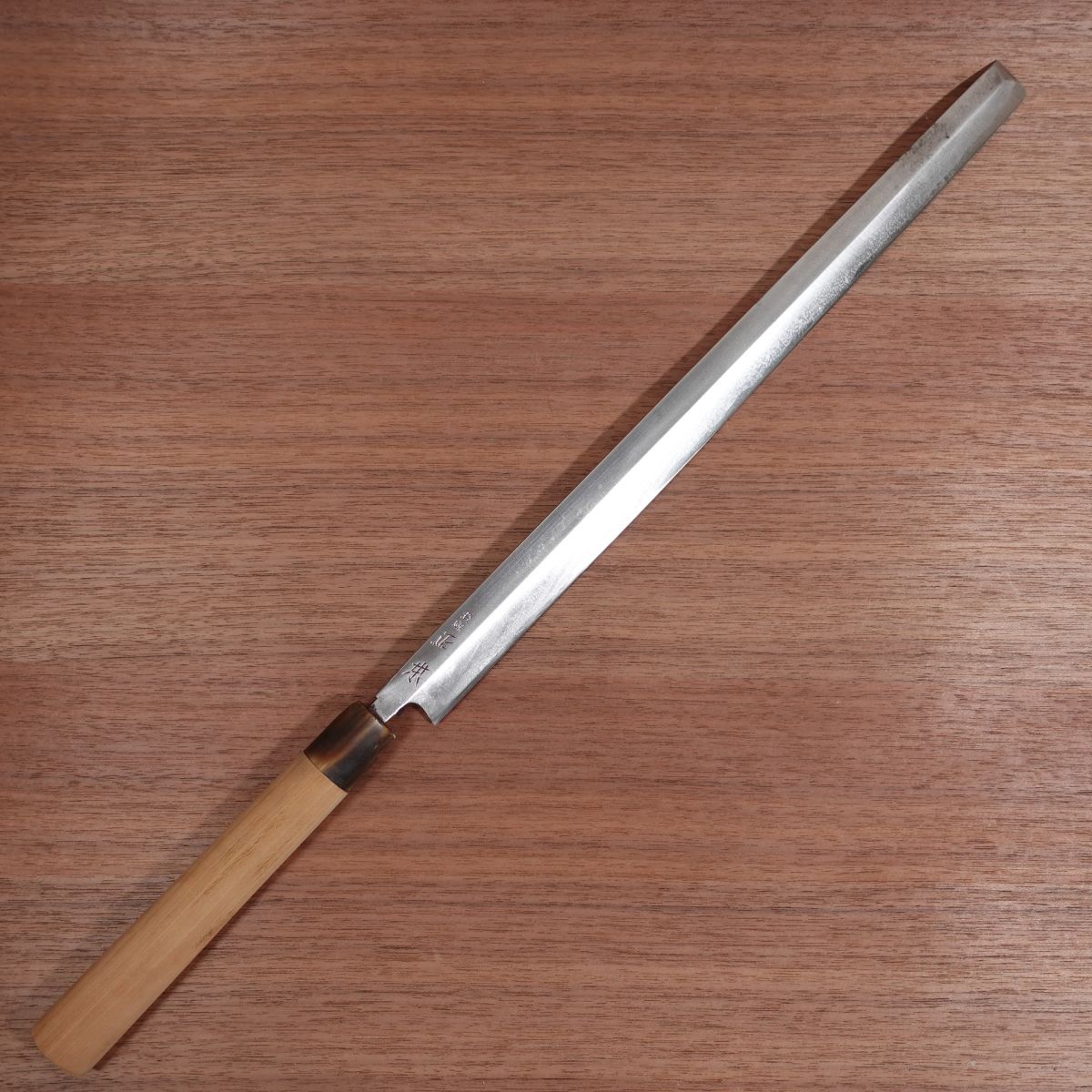 Masamoto Takohiki Knife, Sharpened, Water Buffalo Handle, Sashimi Knife, Carbon Steel, 365mm