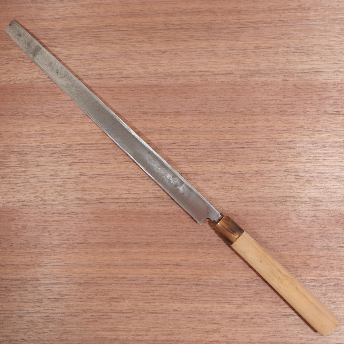Masamoto Takohiki Knife, Sharpened, Water Buffalo Handle, Sashimi Knife, Carbon Steel, 365mm