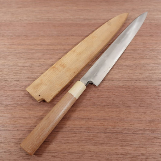 Sakai Toji Yanagiba Knife, Sharpened, Iwakuni, White Water Buffalo Handle, Sashimi Knife, Nearly Unused, Wooden Sheath Included, 240mm