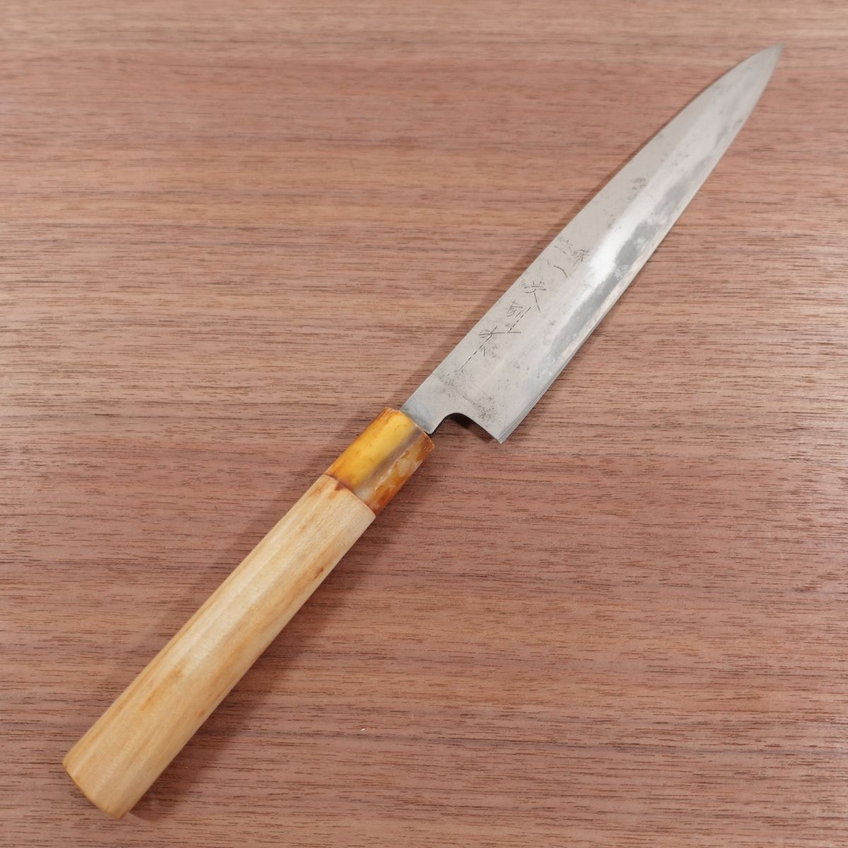 Sakai Ichiji Yanagiba Knife, Sharpened, Ichiji Special, White Water Buffalo Handle, Sashimi Knife, 210mm