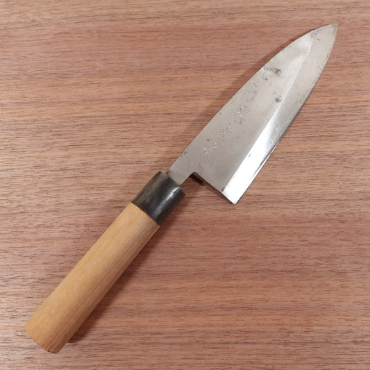 Sakai Yukimitsu Deba Knife, Sharpened, Water Buffalo Handle, Carbon Steel, Single Bevel, Premium, 170mm