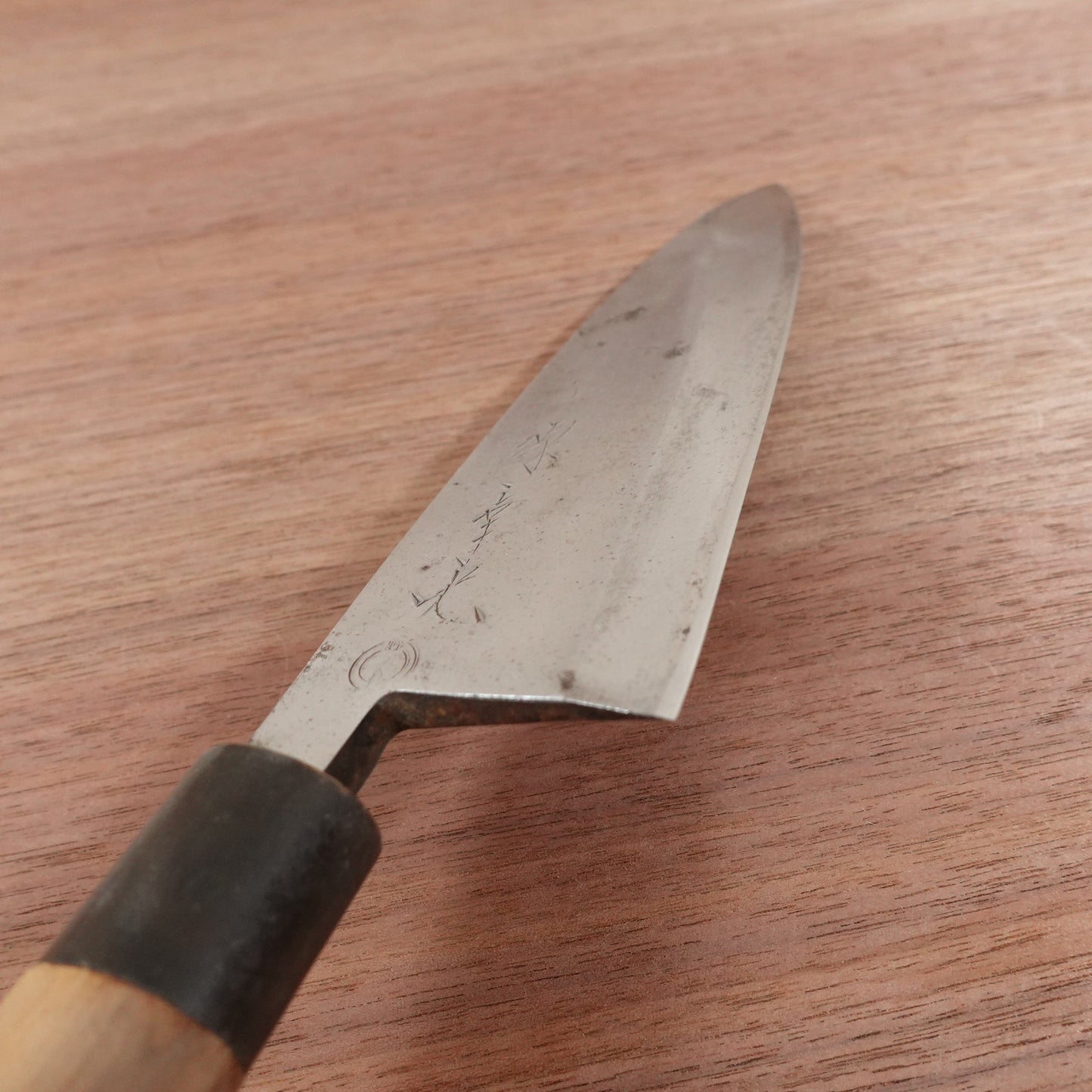 Sakai Yukimitsu Deba Knife, Sharpened, Water Buffalo Handle, Carbon Steel, Single Bevel, Premium, 170mm