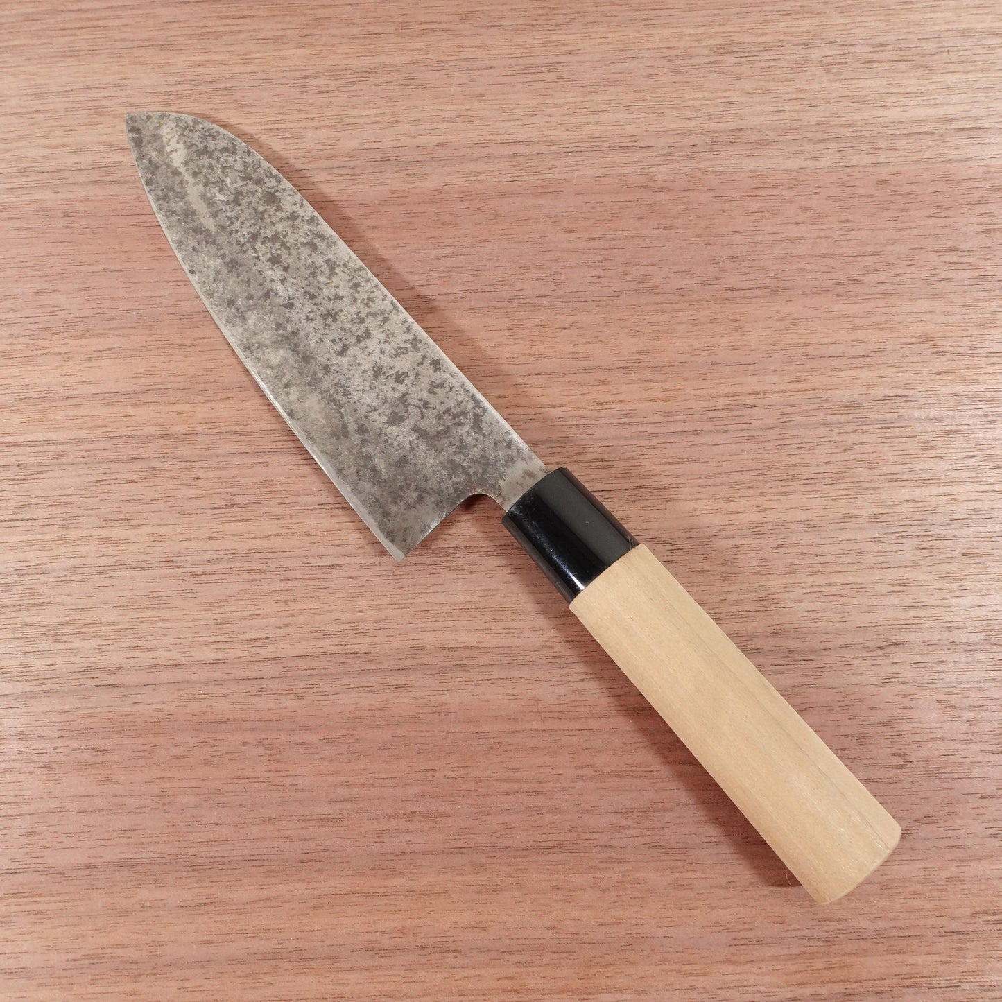 Tetsuhiro Wa-Santoku Knife, Sharpened, All-Purpose Knife, Carbon Steel, Double Bevel, 170mm