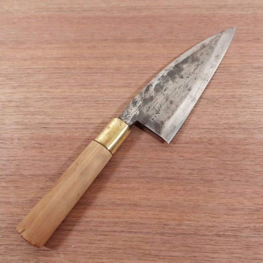 Signature faded Deba Knife, Sharpened, Former Kurouchi Finish, Rustic, Carbon Steel, Single Bevel, 165mm