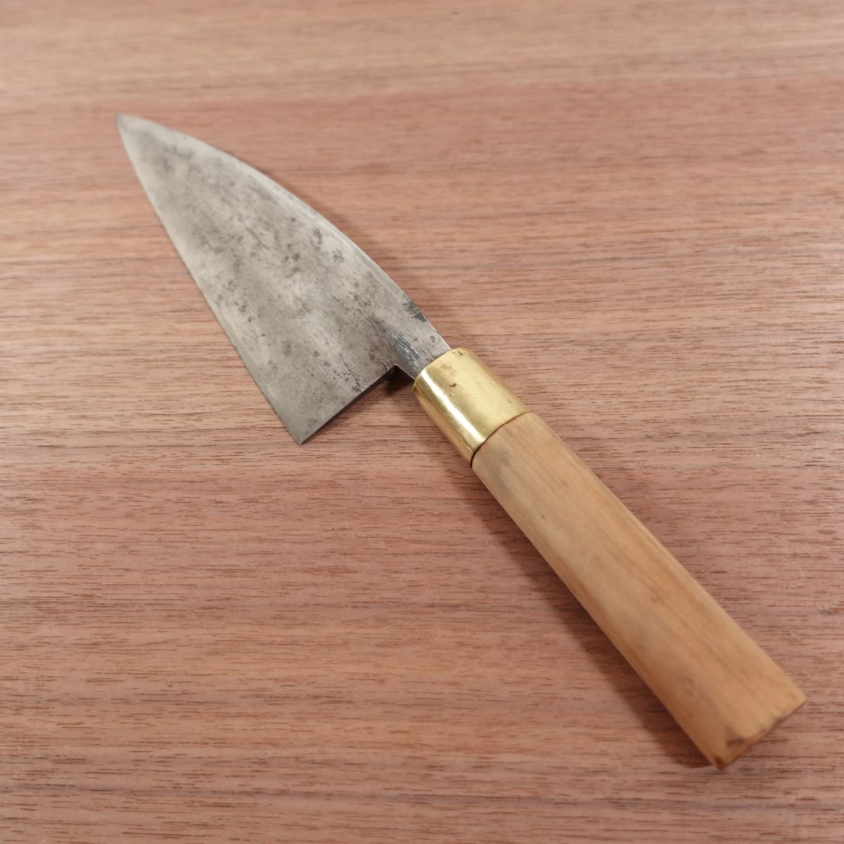 Signature faded Deba Knife, Sharpened, Former Kurouchi Finish, Rustic, Carbon Steel, Single Bevel, 165mm