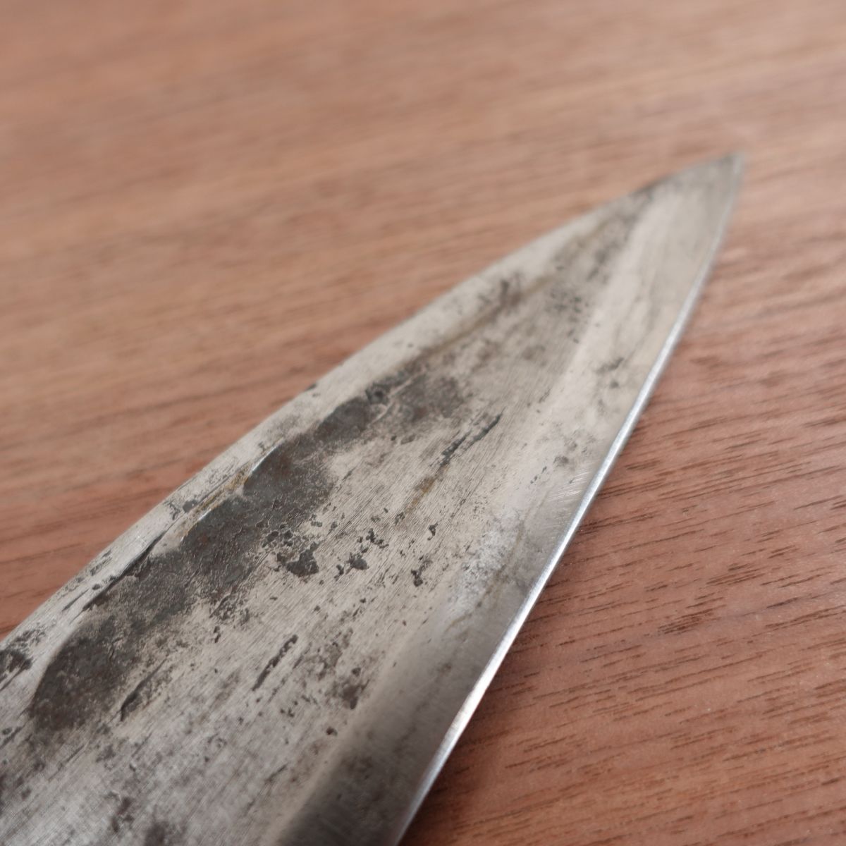 Signature faded Deba Knife, Sharpened, Former Kurouchi Finish, Rustic, Carbon Steel, Single Bevel, 165mm
