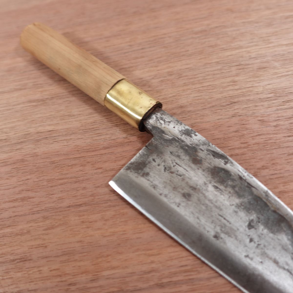 Signature faded Deba Knife, Sharpened, Former Kurouchi Finish, Rustic, Carbon Steel, Single Bevel, 165mm
