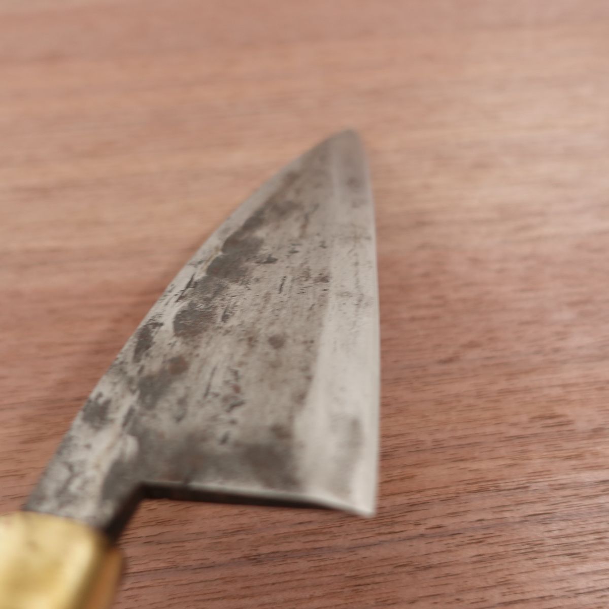 Signature faded Deba Knife, Sharpened, Former Kurouchi Finish, Rustic, Carbon Steel, Single Bevel, 165mm