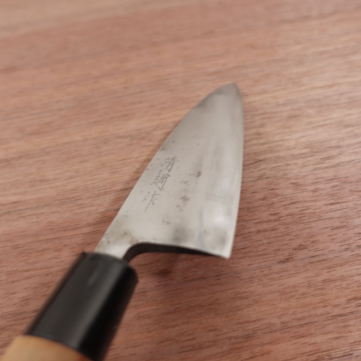 Kiyotsuna Aji-Kiri Knife, Sharpened, Ko-Deba, Horse Mackerel Knife, Kiyotsuna, Lightly Used, 120mm