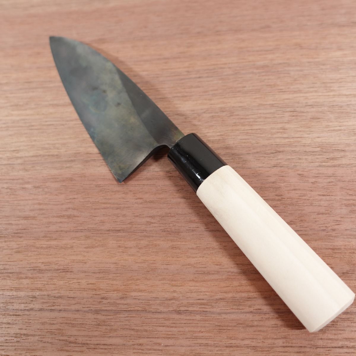 [HYPER REBORN] Genki Deba Knife, Sharpened, Black Oxide Finish, Carbon Steel, Single Bevel, Handle Like New, 150mm