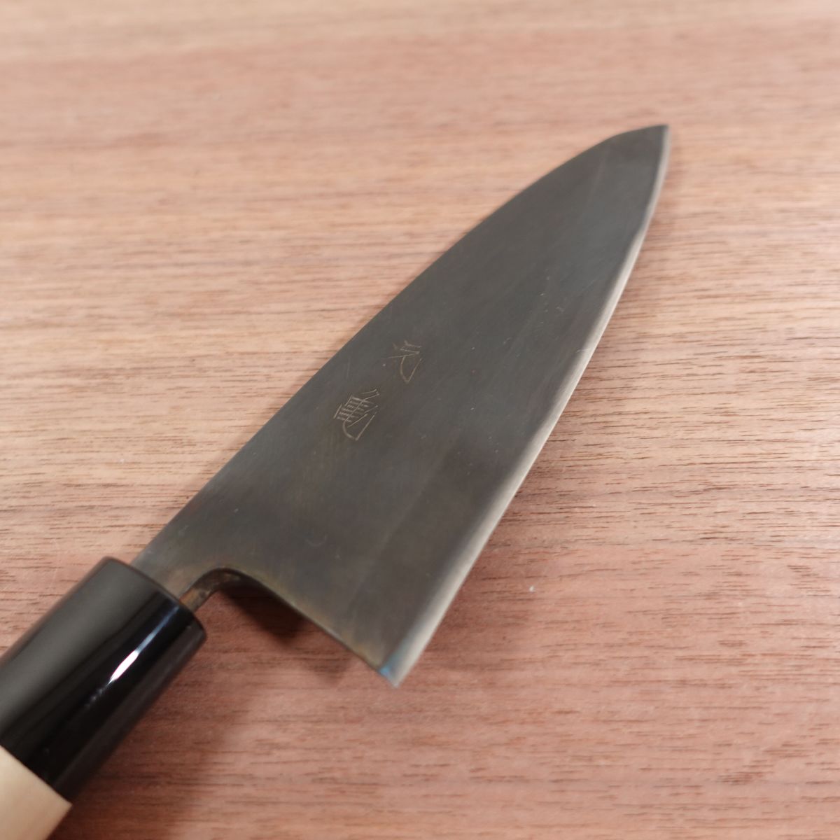 [HYPER REBORN] Genki Deba Knife, Sharpened, Black Oxide Finish, Carbon Steel, Single Bevel, Handle Like New, 150mm