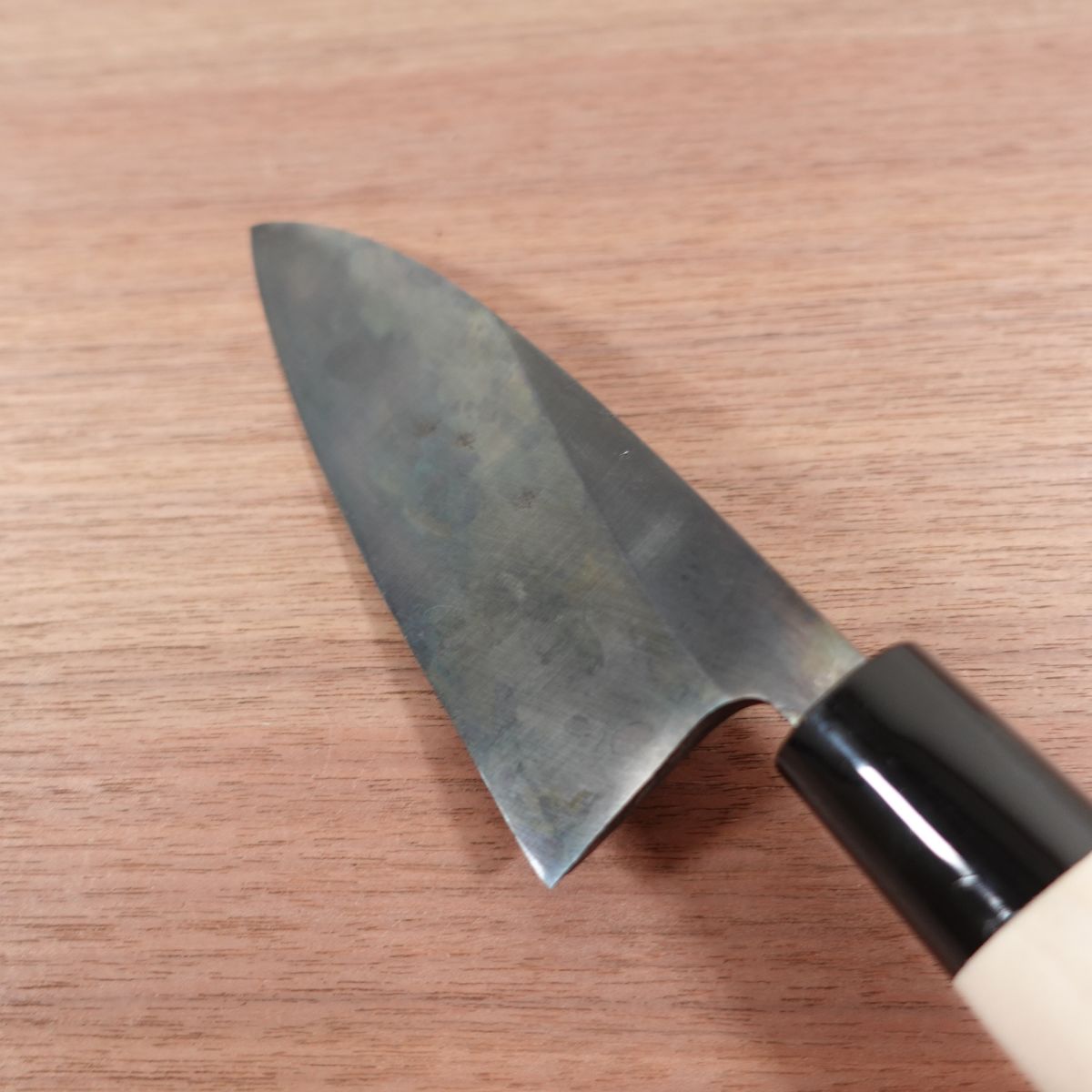 [HYPER REBORN] Genki Deba Knife, Sharpened, Black Oxide Finish, Carbon Steel, Single Bevel, Handle Like New, 150mm