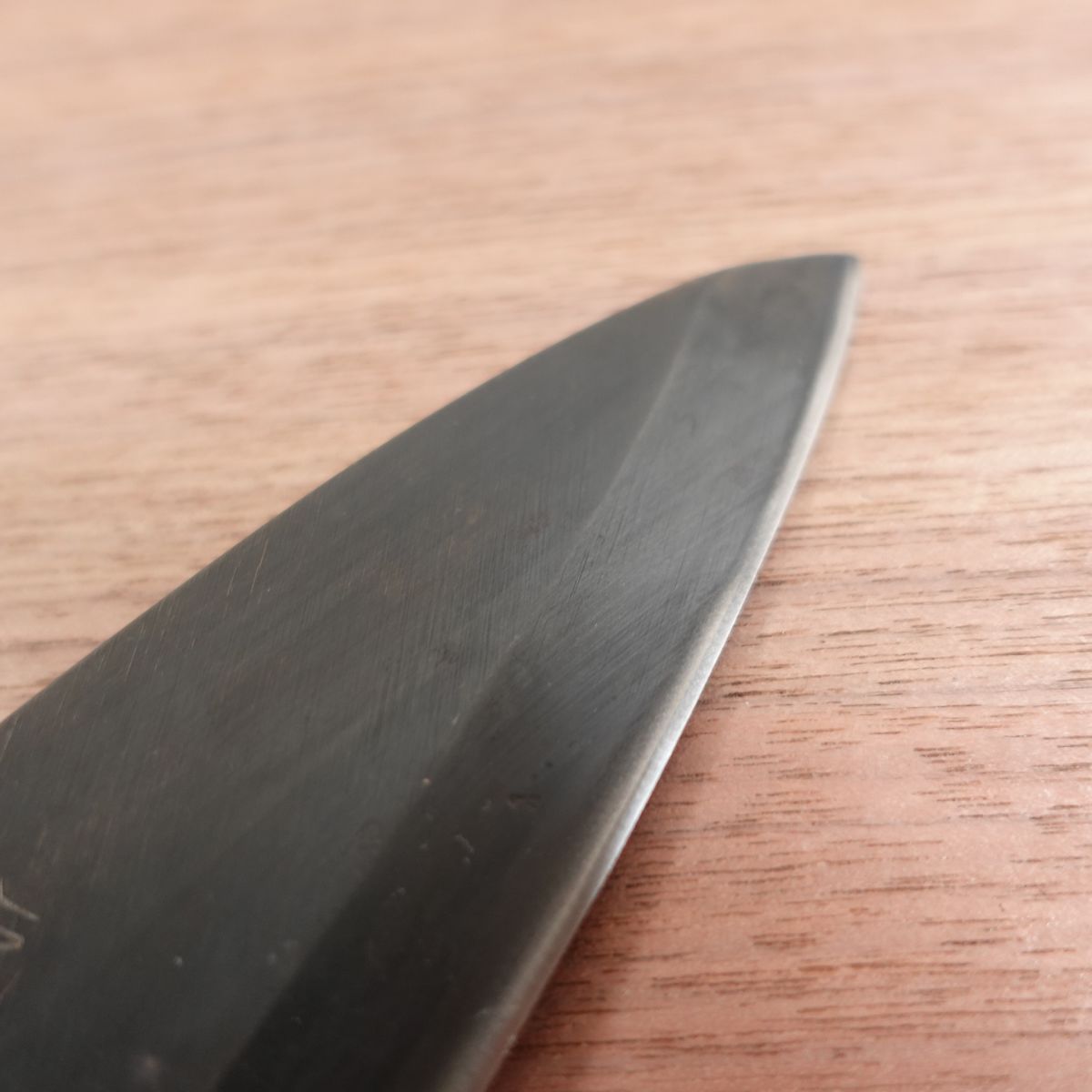 [HYPER REBORN] Genki Deba Knife, Sharpened, Black Oxide Finish, Carbon Steel, Single Bevel, Handle Like New, 150mm