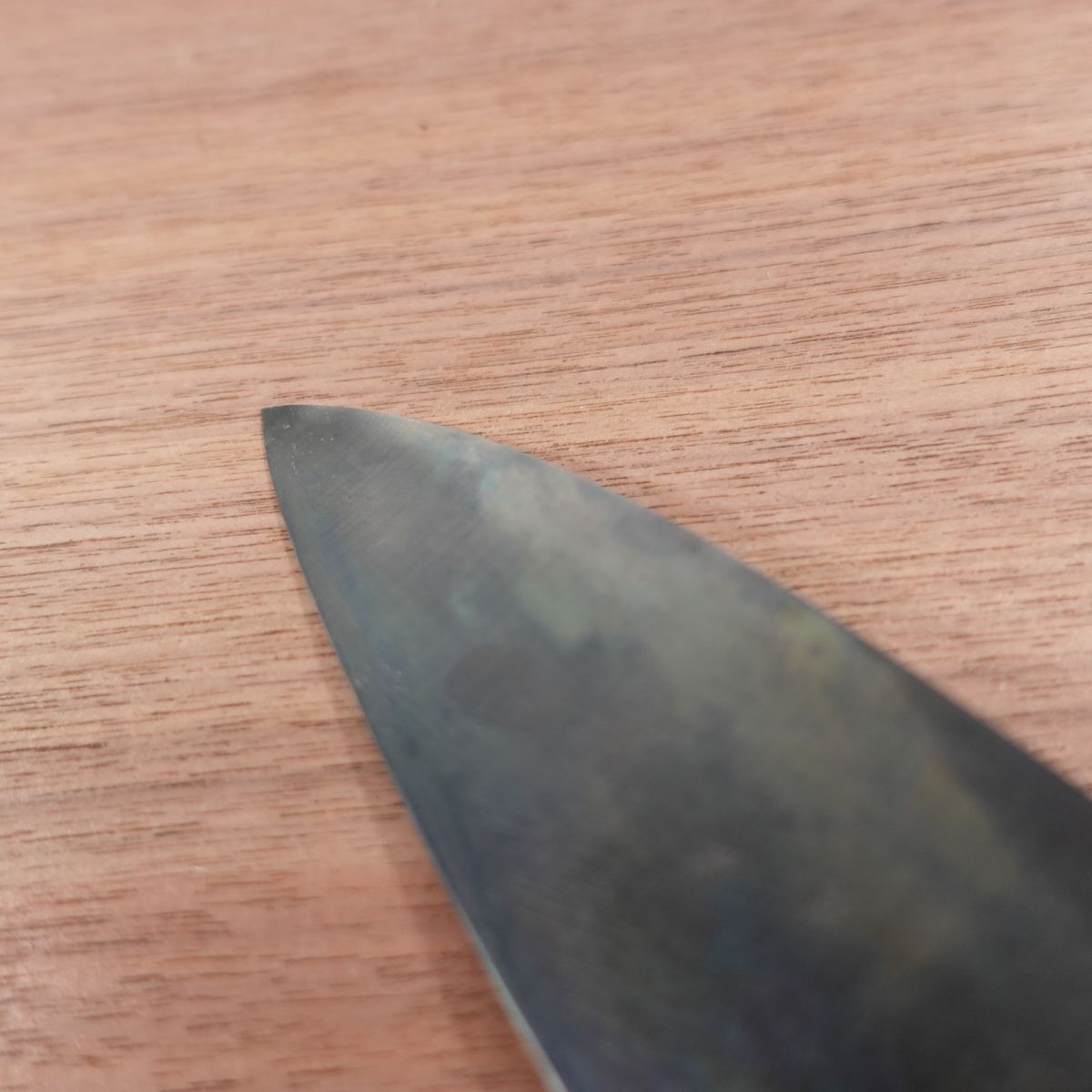 [HYPER REBORN] Genki Deba Knife, Sharpened, Black Oxide Finish, Carbon Steel, Single Bevel, Handle Like New, 150mm