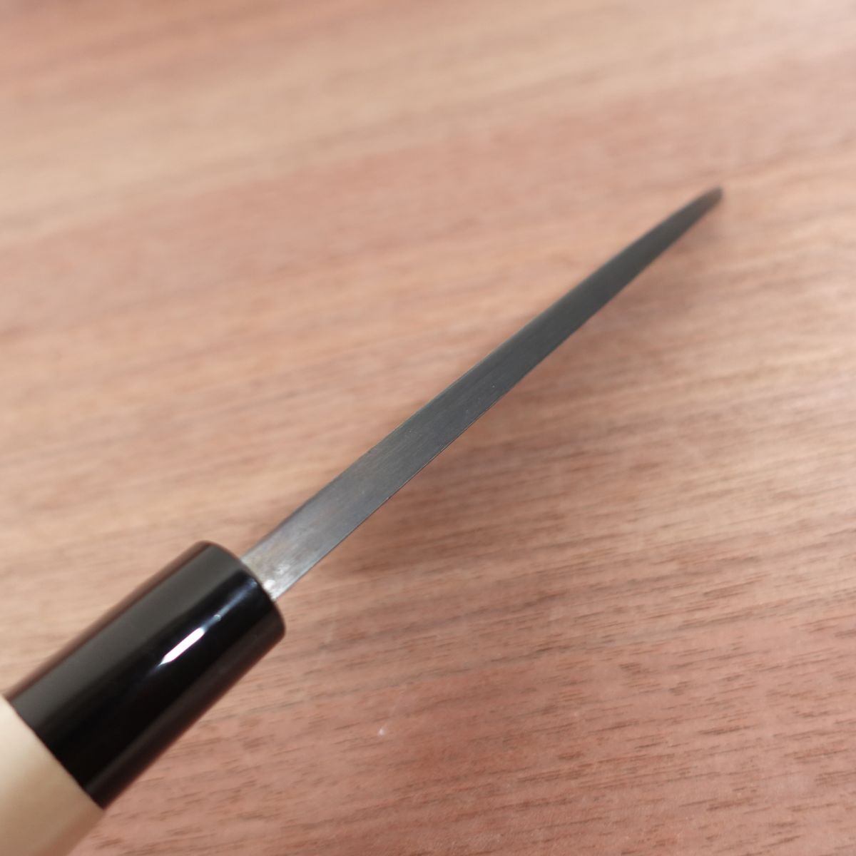 [HYPER REBORN] Genki Deba Knife, Sharpened, Black Oxide Finish, Carbon Steel, Single Bevel, Handle Like New, 150mm