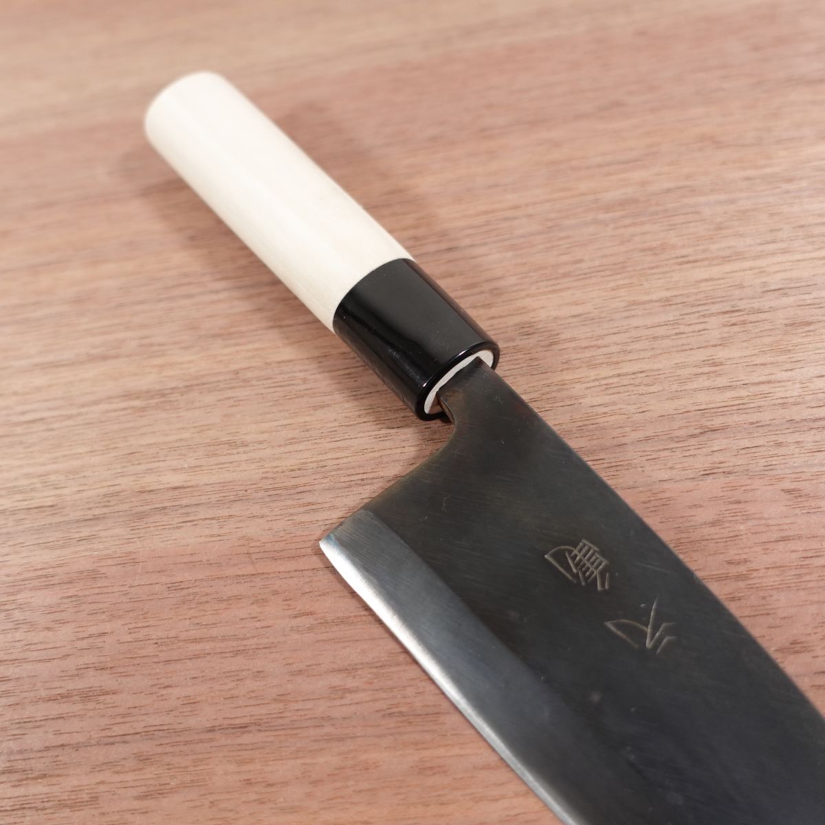 [HYPER REBORN] Genki Deba Knife, Sharpened, Black Oxide Finish, Carbon Steel, Single Bevel, Handle Like New, 150mm