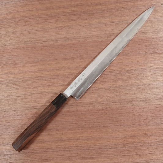 Minamoto Izumimasa Yanagiba Knife, Sharpened, Octagonal Water Buffalo Handle, Sashimi Knife, Carbon Steel, 300mm