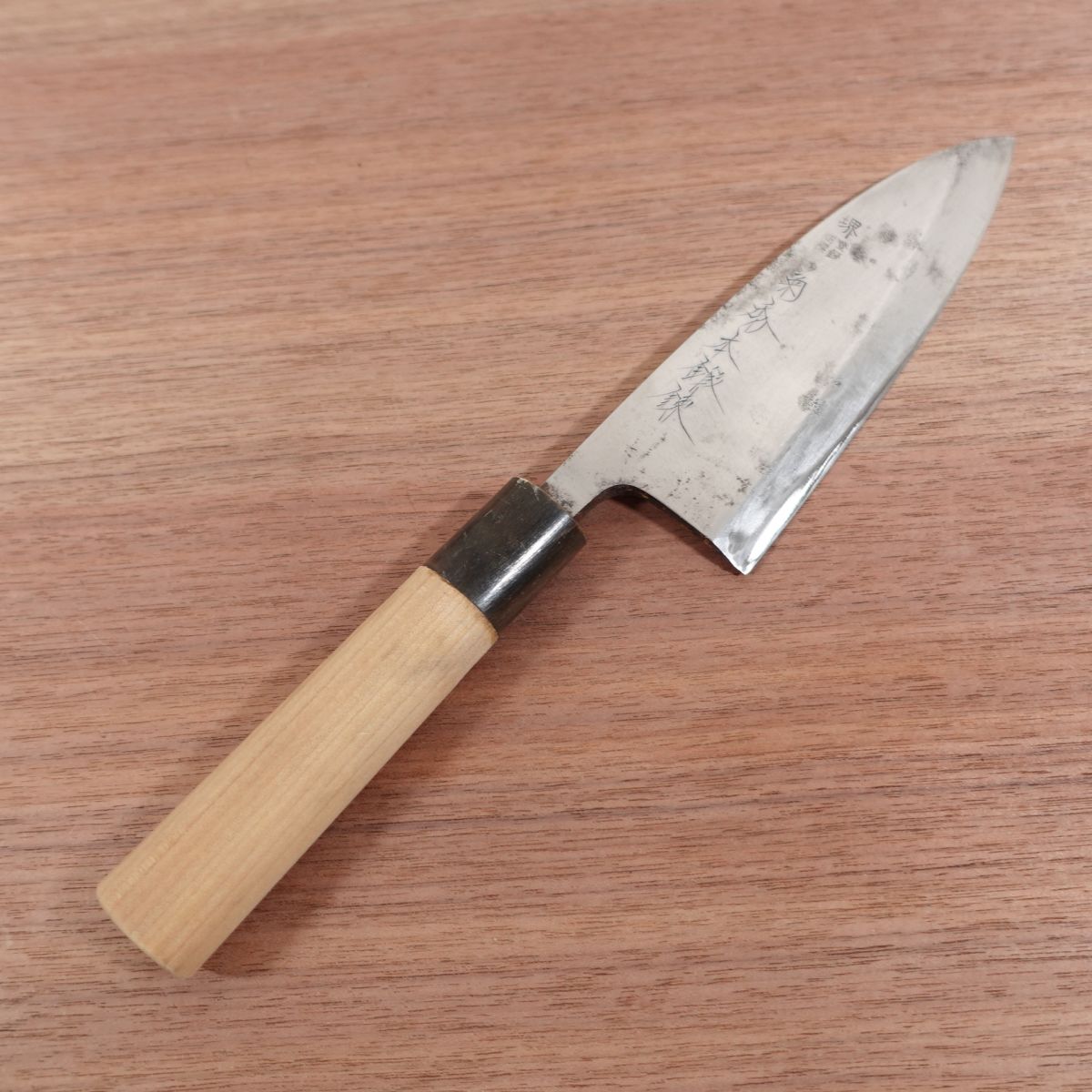 Kikuhide Deba Knife, Sharpened, Water Buffalo Handle, Sakai Kikuhide Hon-Tanren, Carbon Steel, Single Bevel, 150mm