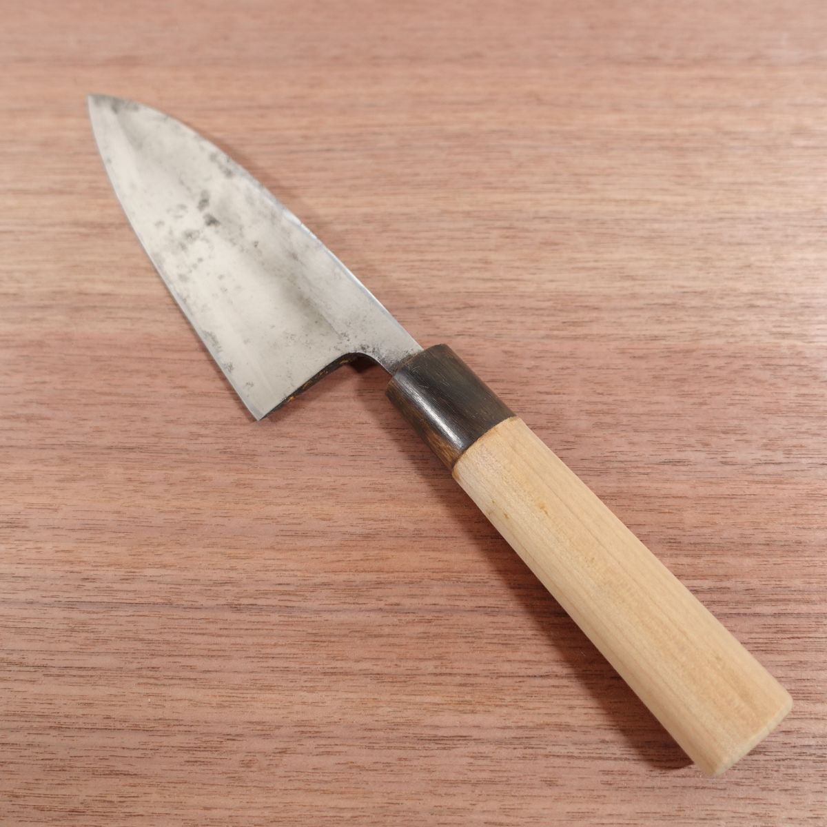 Kikuhide Deba Knife, Sharpened, Water Buffalo Handle, Sakai Kikuhide Hon-Tanren, Carbon Steel, Single Bevel, 150mm