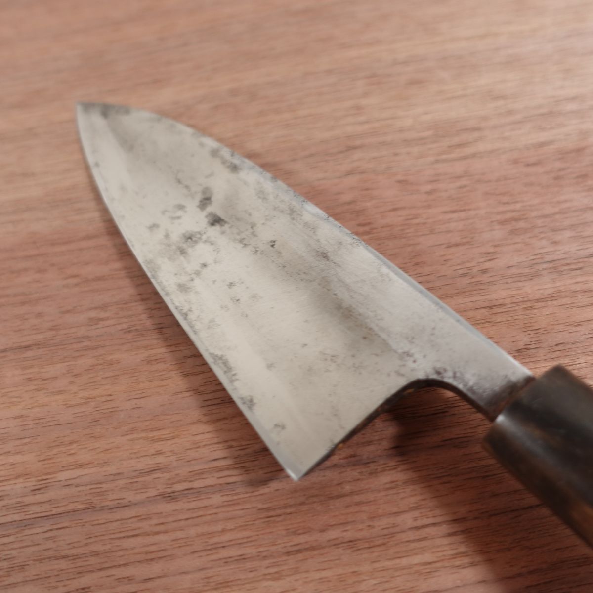 Kikuhide Deba Knife, Sharpened, Water Buffalo Handle, Sakai Kikuhide Hon-Tanren, Carbon Steel, Single Bevel, 150mm