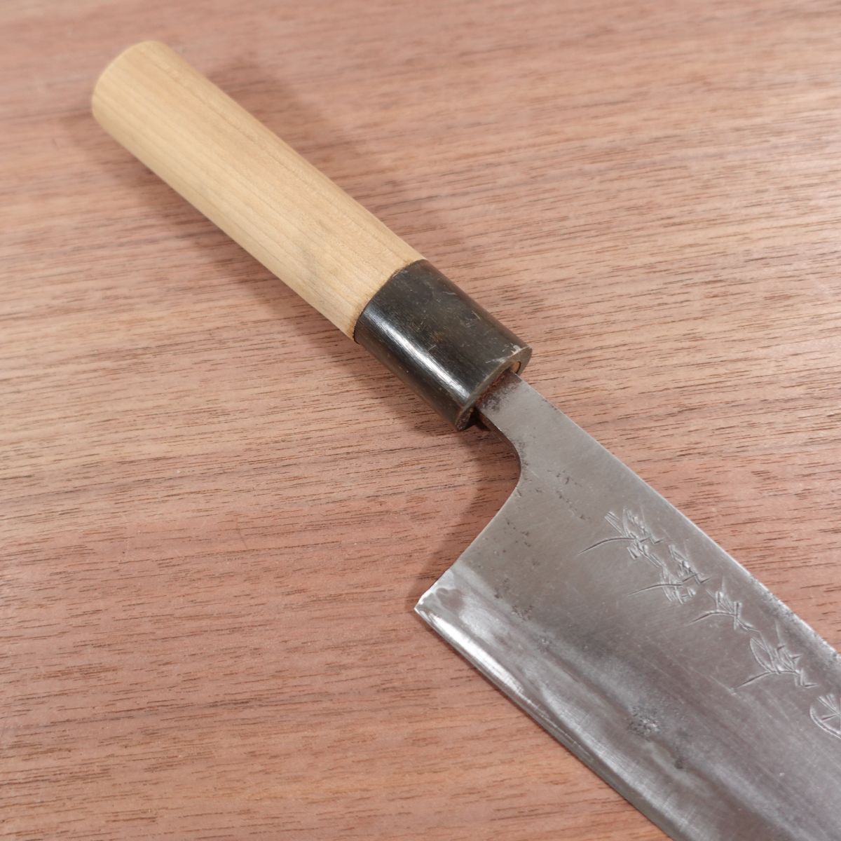 Kikuhide Deba Knife, Sharpened, Water Buffalo Handle, Sakai Kikuhide Hon-Tanren, Carbon Steel, Single Bevel, 150mm