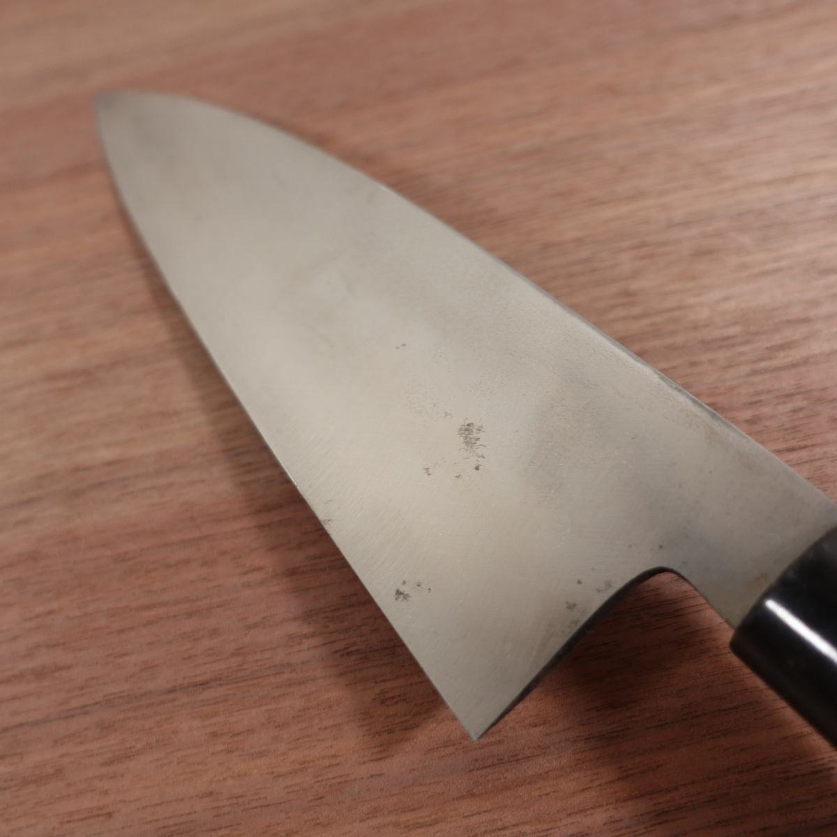 Shodai Masayoshi Honyaki Large Deba Knife, Sharpened, Water Buffalo Handle, White Ferrule, Syoudai Masayoshi, Carbon Steel, 225mm