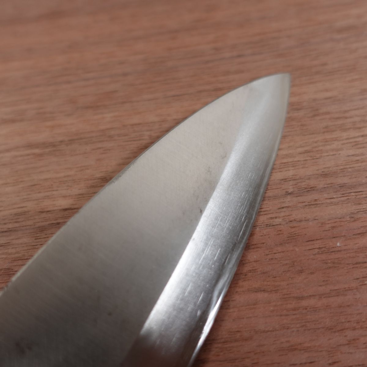 With maker’s mark, Deba Knife, Sharpened, Carbon Steel, Single Bevel, Markings Unreadable, Lightly Used, 155mm