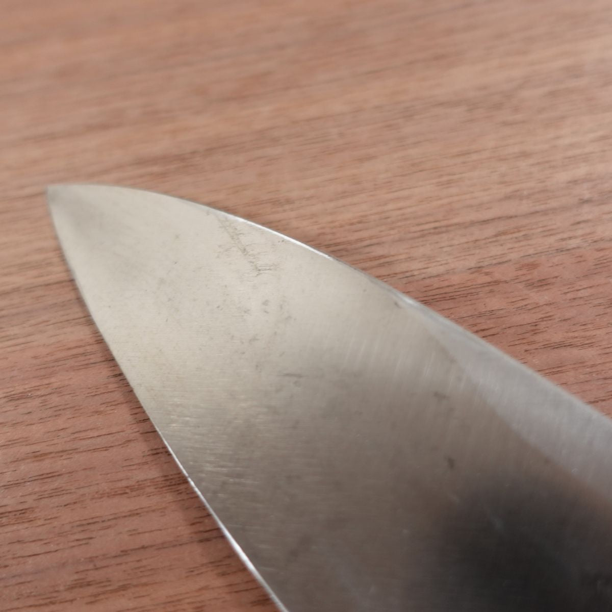 With maker’s mark, Deba Knife, Sharpened, Carbon Steel, Single Bevel, Markings Unreadable, Lightly Used, 155mm
