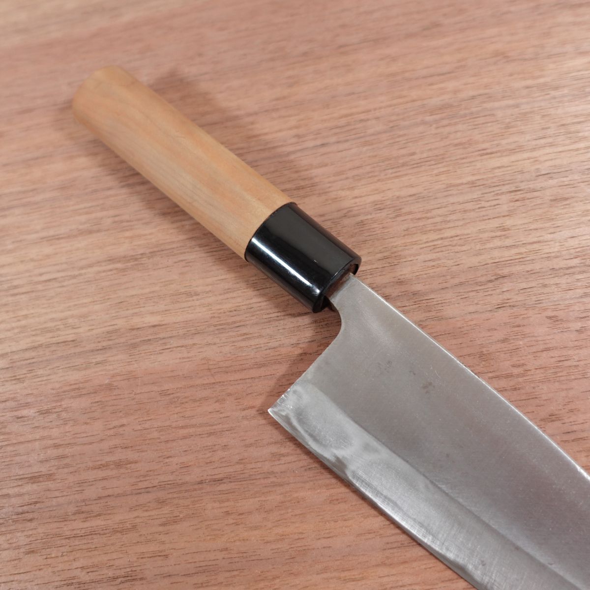 With maker’s mark, Deba Knife, Sharpened, Carbon Steel, Single Bevel, Markings Unreadable, Lightly Used, 155mm