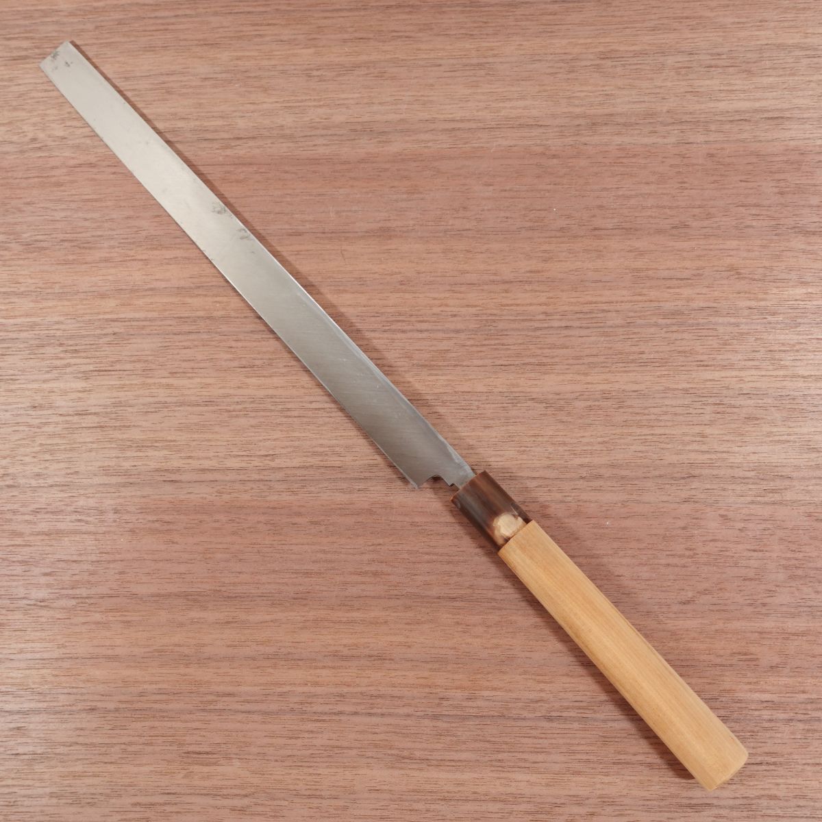 Masamoto Takohiki Knife, Sharpened, Water Buffalo Handle, Tako-Hiki, Hidemasa, Large Damage on Ferrule, 275mm