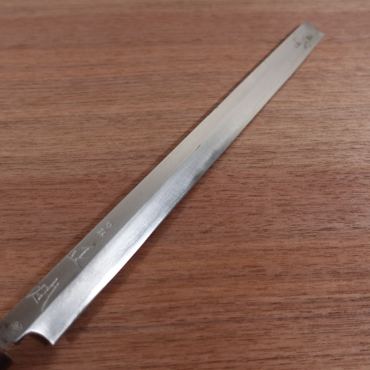 Masamoto Takohiki Knife, Sharpened, Water Buffalo Handle, Tako-Hiki, Hidemasa, Large Damage on Ferrule, 275mm