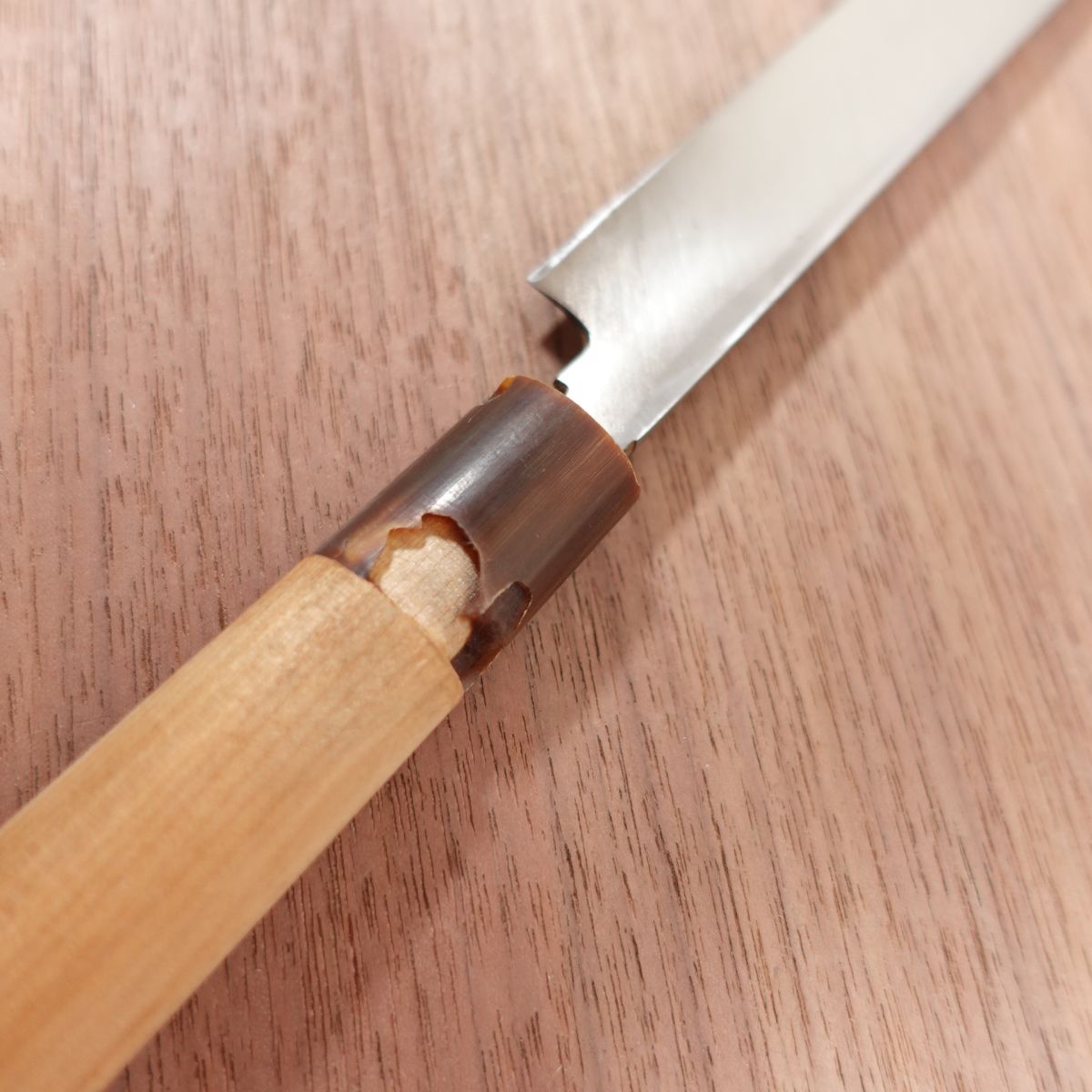 Masamoto Takohiki Knife, Sharpened, Water Buffalo Handle, Tako-Hiki, Hidemasa, Large Damage on Ferrule, 275mm