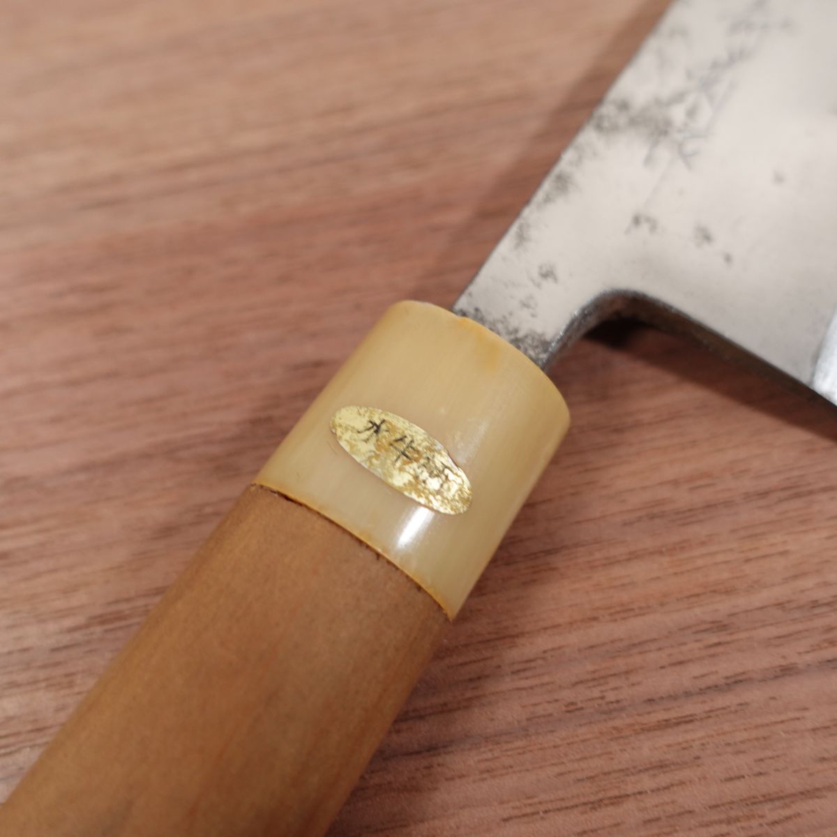 Sakai Ichimonji Hisagiku Large Deba Knife, Sharpened, White Water Buffalo Handle, Made by Hisagiku, 215mm