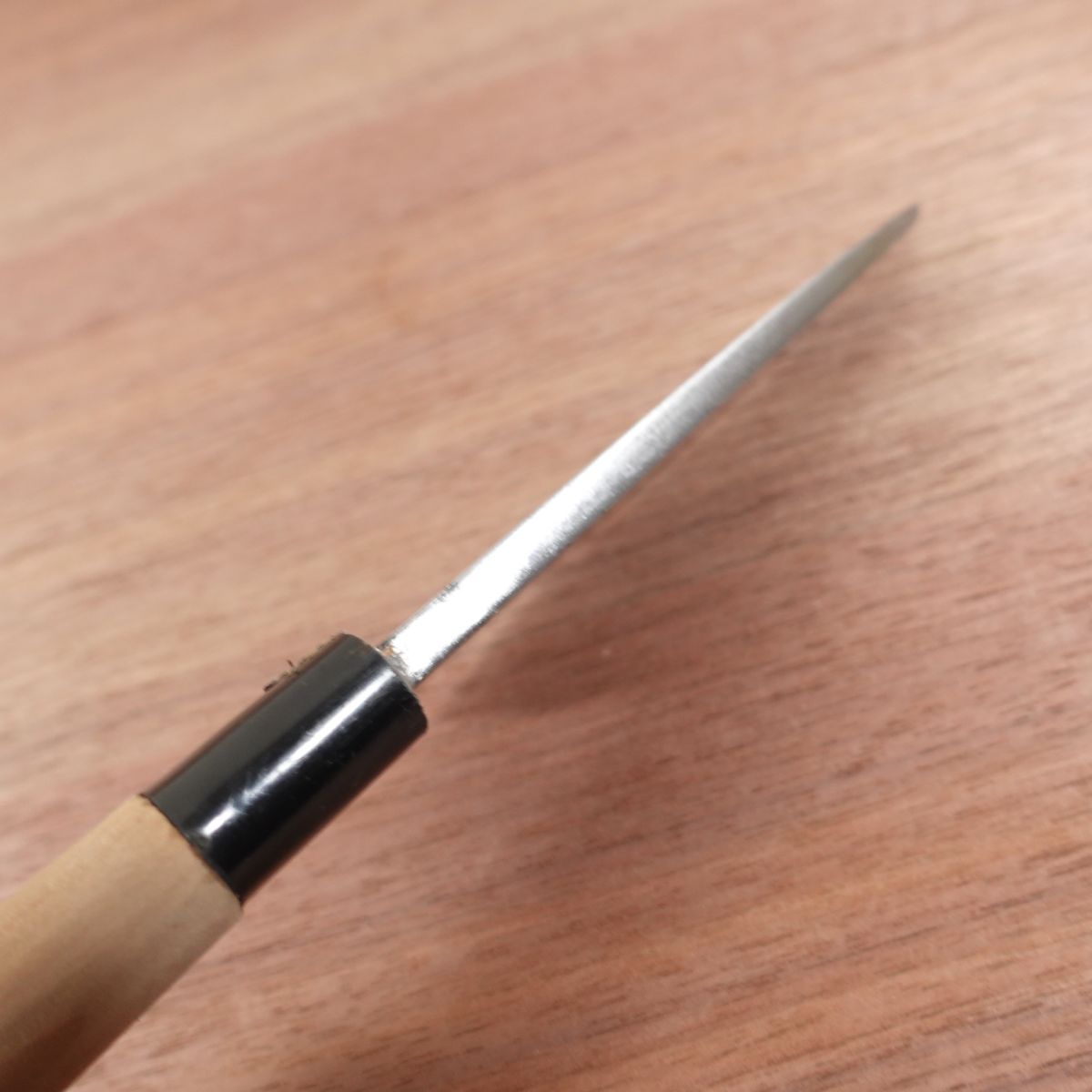 Couteau Tessai Ko-Deba, aiguisé, fabriqué par Tessai, acier au carbone, biseau unique, 140mm