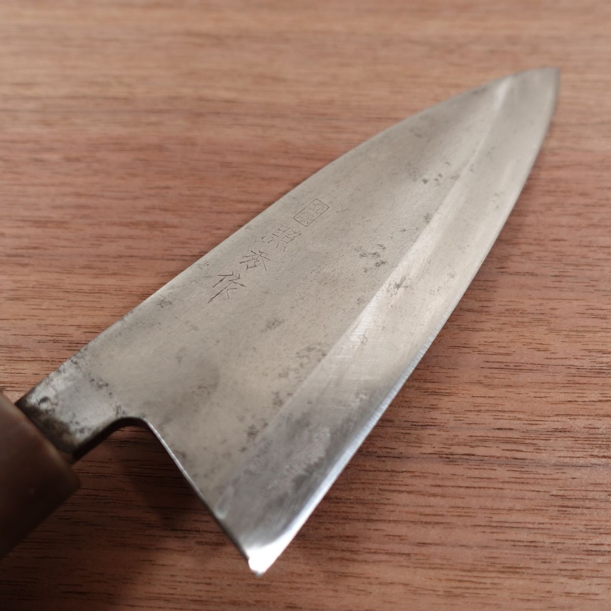 Couteau Teruhide Ai-Deba, aiguisé, Deba mince, manche en marbre, fabriqué par Teruhide, 155 mm