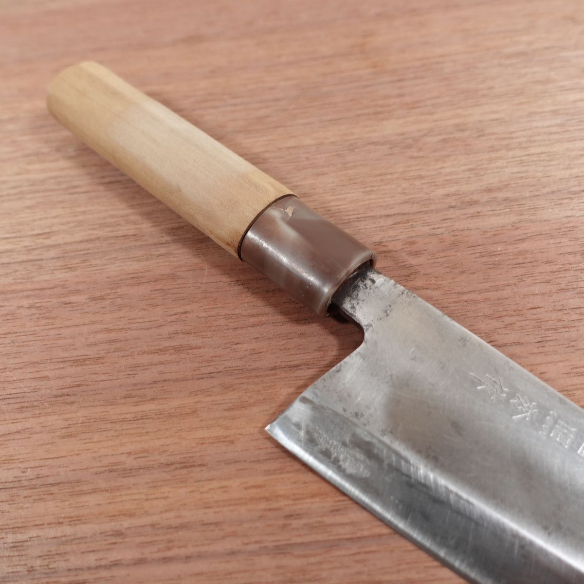 Couteau Teruhide Ai-Deba, aiguisé, Deba mince, manche en marbre, fabriqué par Teruhide, 155 mm