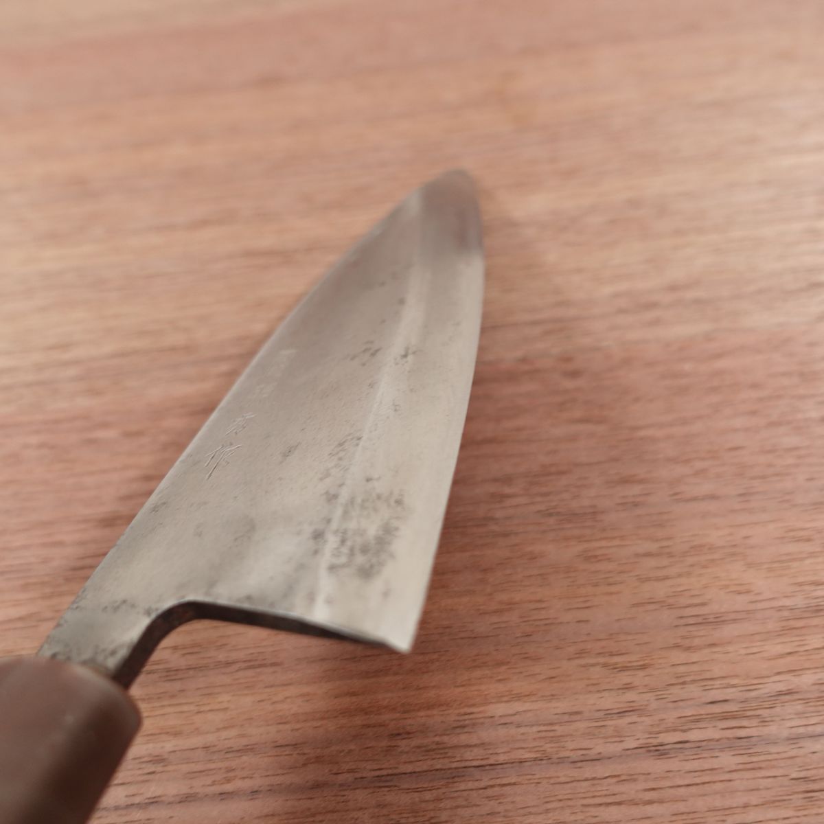 Couteau Teruhide Ai-Deba, aiguisé, Deba mince, manche en marbre, fabriqué par Teruhide, 155 mm