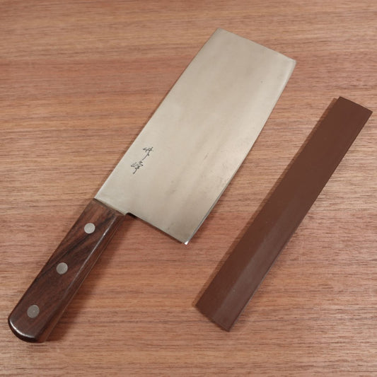 Takemine Chinese Cleaver, Sharpened, Carbon Steel, Double Bevel, Blade Guard Included, 200mm