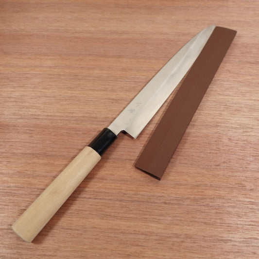 Takemine Yanagiba Knife, Sharpened, Sashimi Knife, Carbon Steel, Single Bevel, Blade Guard Included, Nearly Unused Stored Item, 245mm