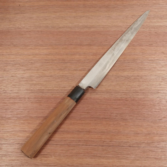 Heihachi Yanagiba Knife, Sharpened, Water Buffalo Handle, Fuguhiki Knife, Sashimi Knife, Carbon Steel, Single Bevel, 255mm