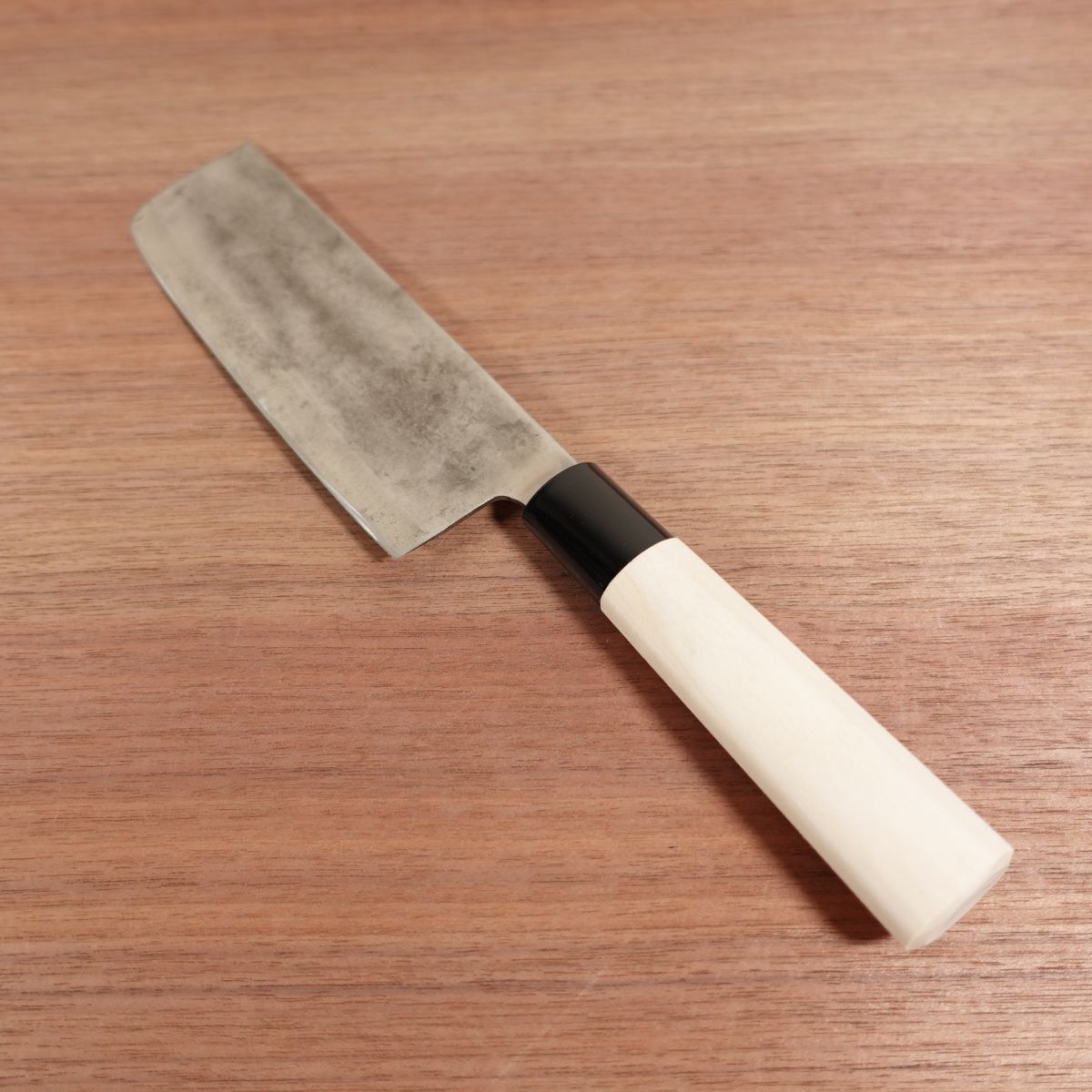 Kobai Nakiri Knife, Sharpened, Carbon Steel, Vegetable Knife, Like-New Handle, 160mm