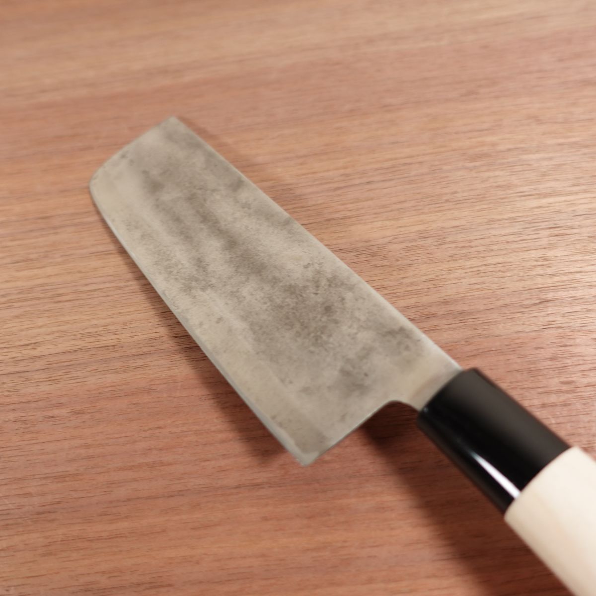 Kobai Nakiri Knife, Sharpened, Carbon Steel, Vegetable Knife, Like-New Handle, 160mm